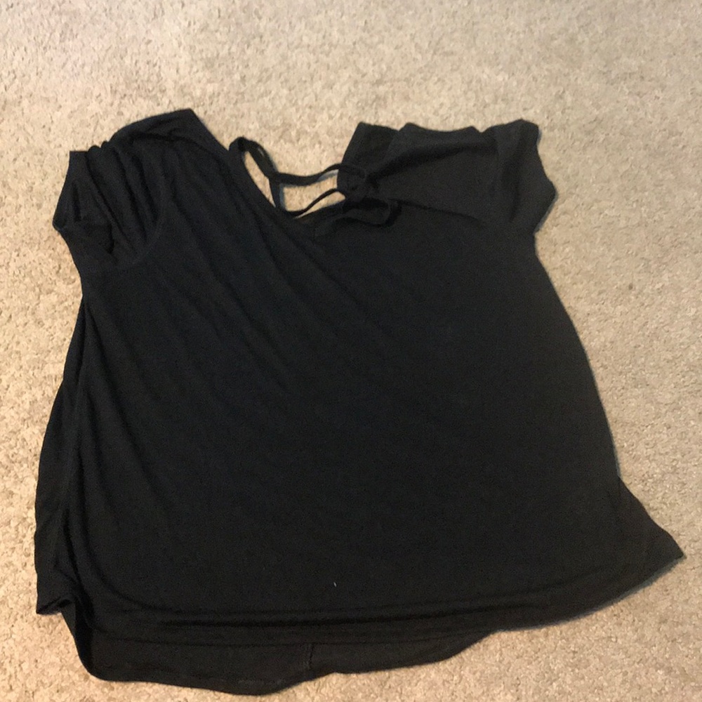 Black Athletic Top with Cross Front